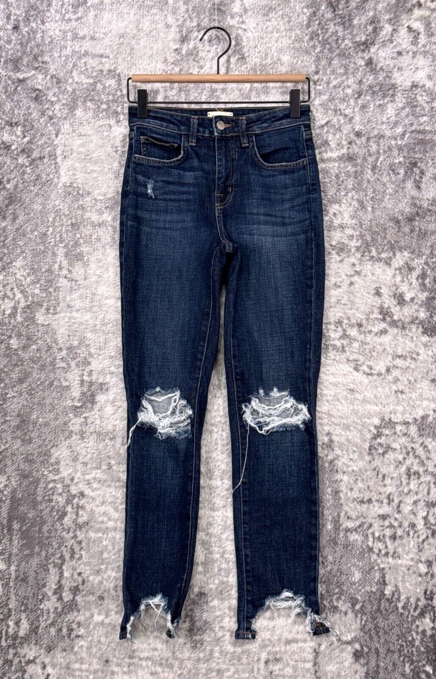 L'AGENCE Jeans 24 Womens High Line Skinny Distressed Destroyed Denim